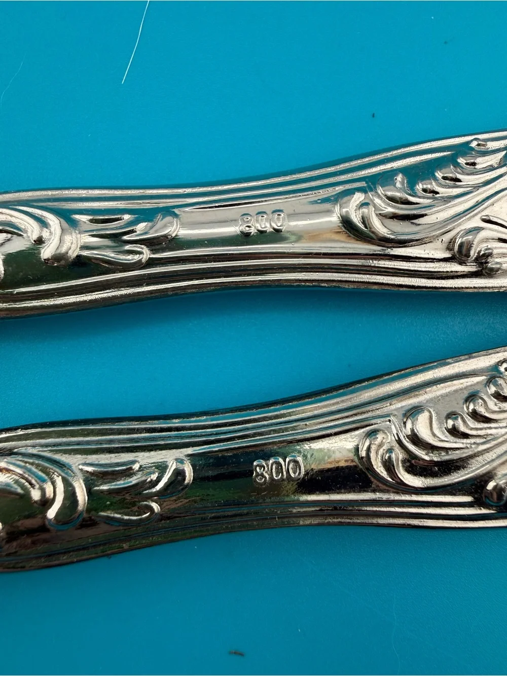 Antique 800 Silver Fish Serving Fork & Knife Set Ornate Floral 215g European